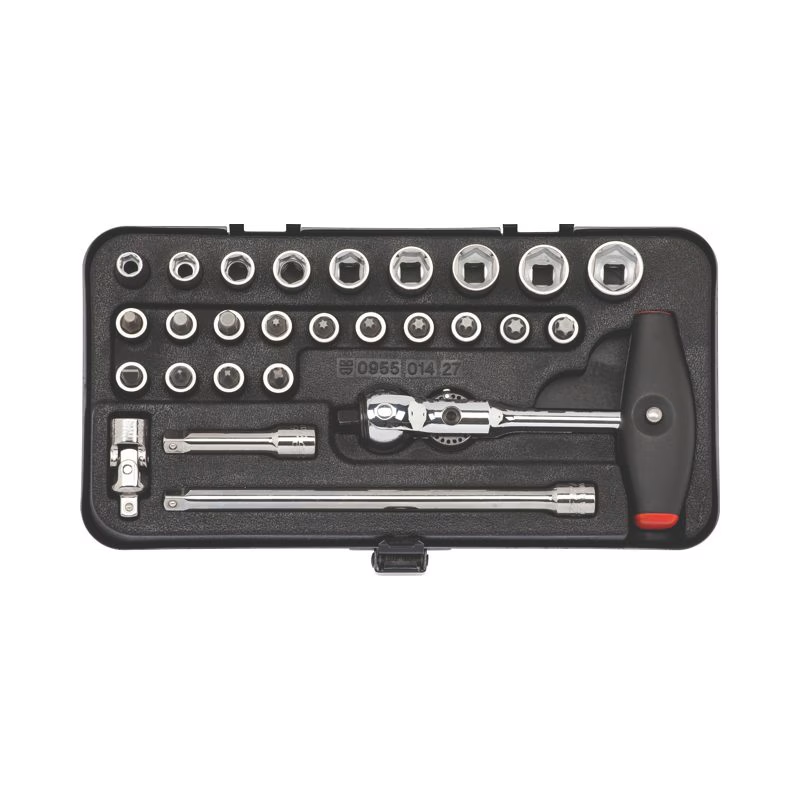 Würth Steckschluesselsatz 1/4 Zoll 27 teilig Kugelkopfknarre Metallkassette