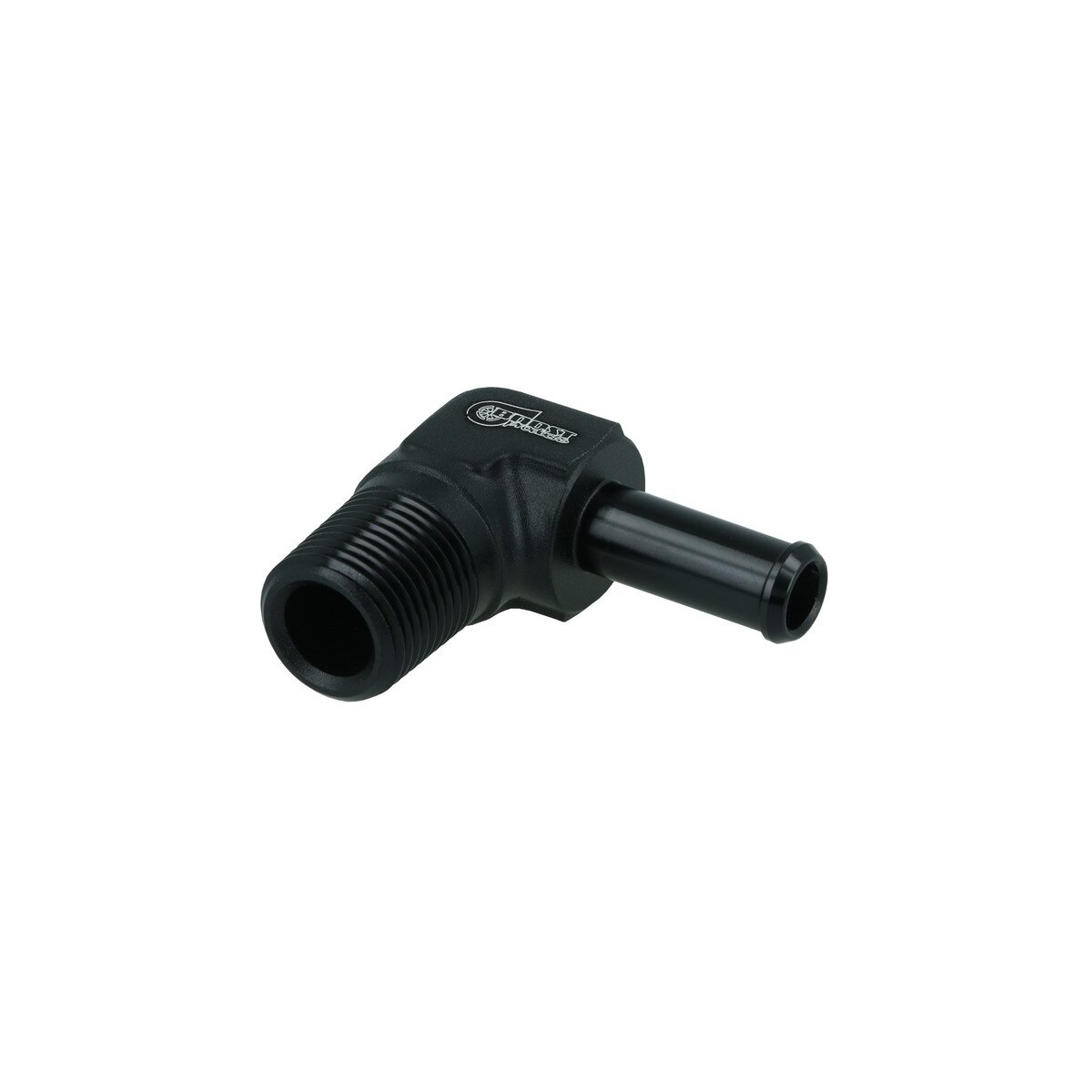 Einschrauber 90° NPT 3/8" männlich zu Schlauchanschluss 10mm (3/8") - schwarz matt