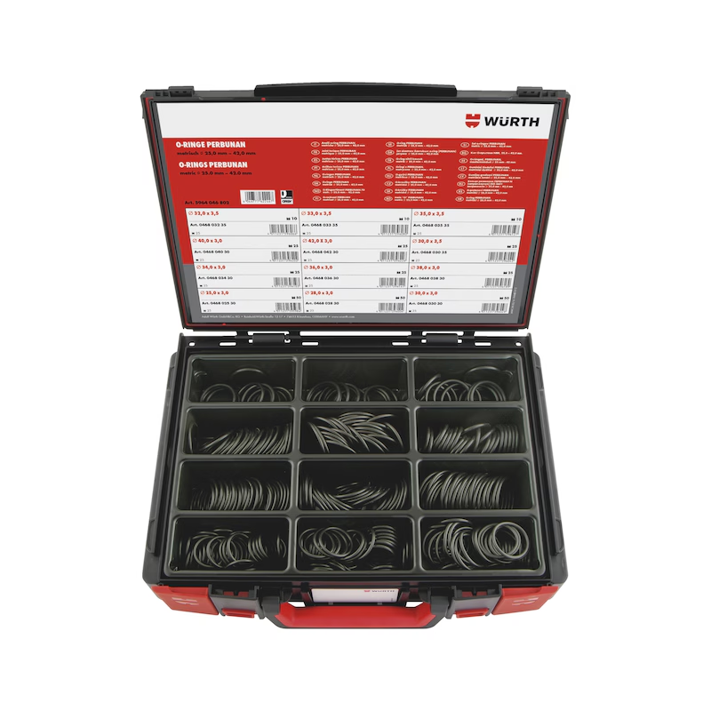 Würth O-Ring Sortiment metrisch 330-teilig NBR 70 Ø 25–42 mm im Systemkoffer ORSY 4.4.1