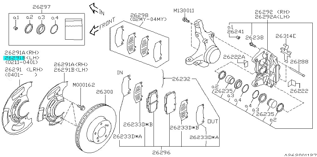 Ankerblech Vorderachse links 26290FE030 für Subaru Impreza STI 2005–2007 mit 5x114,3