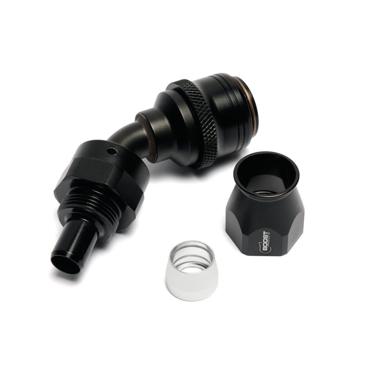 Quick Click PTFE Schlauchanschluss Fitting weiblich Dash 12 / -12 AN - 45° - schwarz matt