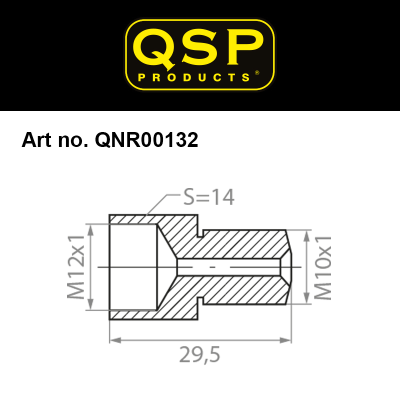 QSP Adapter für Bremse Messing M12x1.0 Female auf M10x1.0 Male