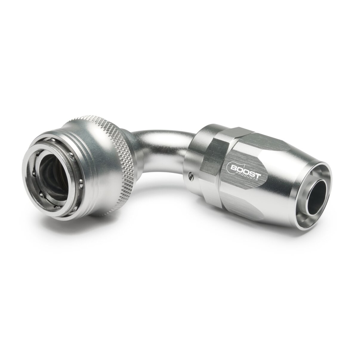 Quick Click Schlauchanschluss Fitting weiblich Dash 12 / -12 AN - 90° - silber matt