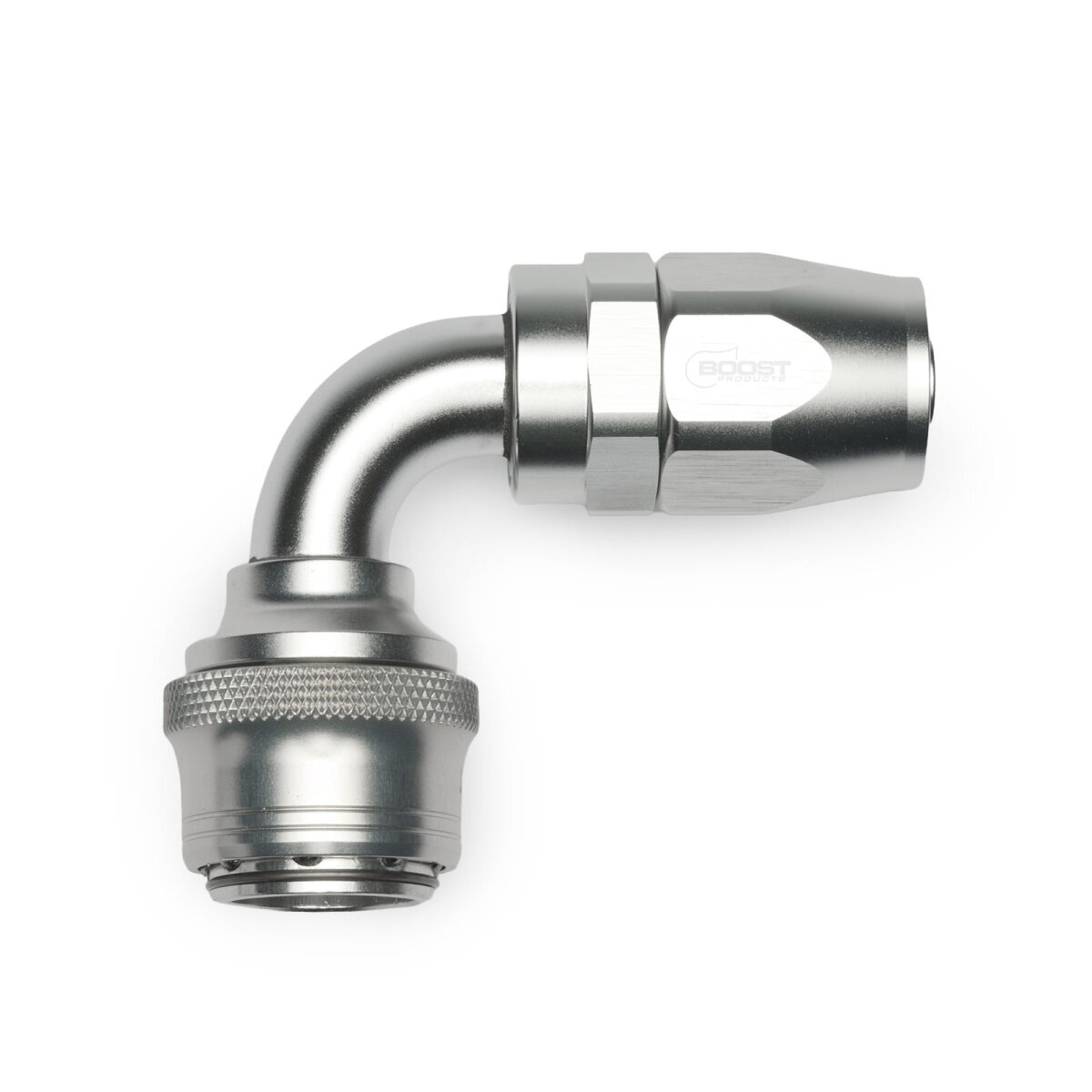 Quick Click Schlauchanschluss Fitting weiblich Dash 12 / -12 AN - 90° - silber matt
