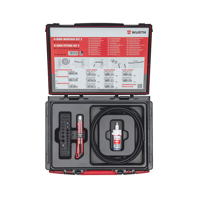 Würth O-Ring Montage Kit 11-teilig NBR Rundschnur 1–8 mm im Systemkoffer