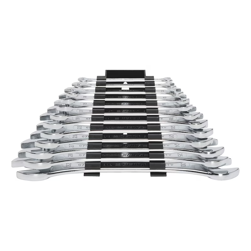 Würth Doppel-Maulschlüssel metrisch 6 × 7 bis 30 × 32 mm – 12-teiliges Sortiment mit Wandhalter