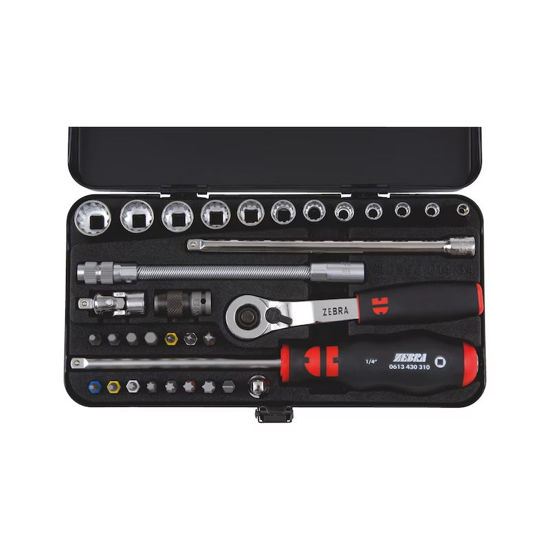 Würth Multi Steckschlüsselsatz 1/4 Zoll 34 teilig Metallkassette Profi