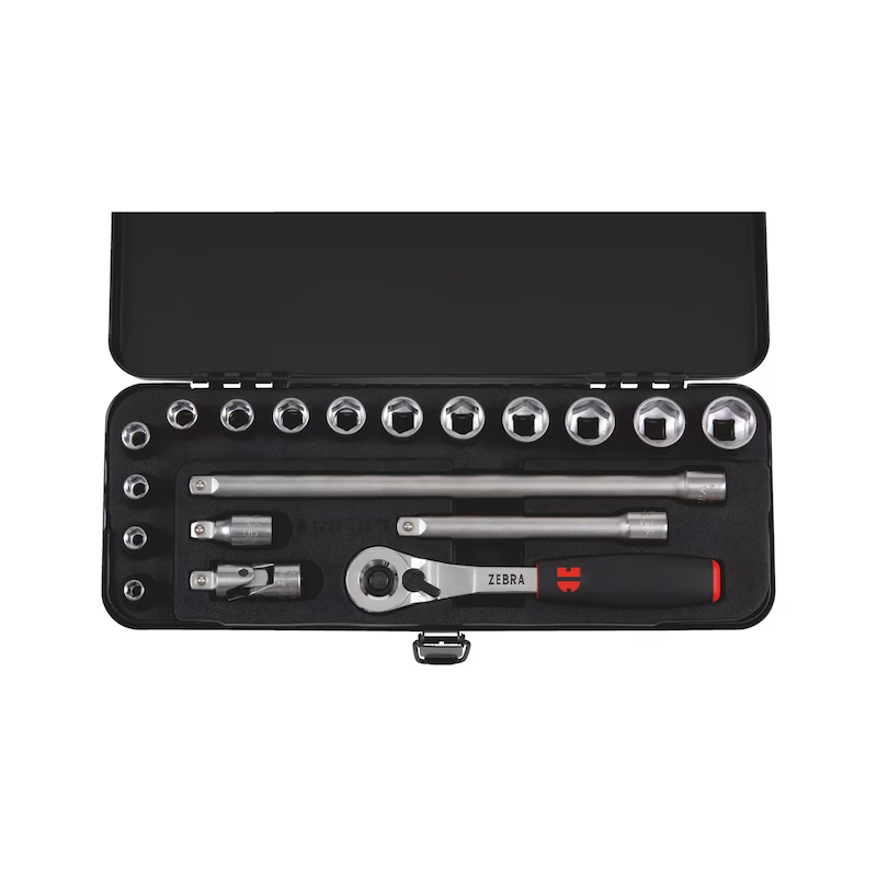 Würth Steckschlüssel Sortiment 3/8 Zoll 19 teilig Metallkassette