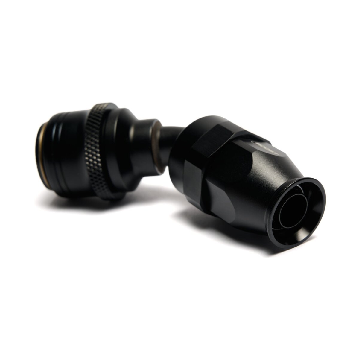 Quick Click PTFE Schlauchanschluss Fitting weiblich Dash 12 / -12 AN - 45° - schwarz matt