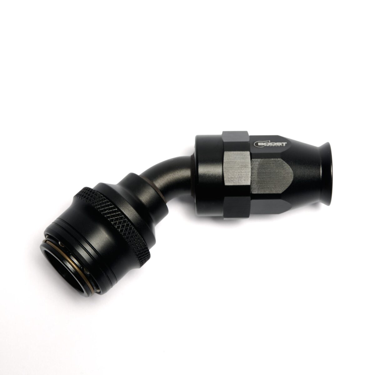 Quick Click PTFE Schlauchanschluss Fitting weiblich Dash 12 / -12 AN - 45° - schwarz matt