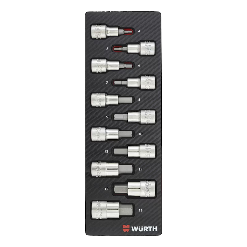 Würth ORSY System-Einlage Steckschlüssel Satz 1/2 Zoll Innensechskant 11-teilig Carbon 0965905204