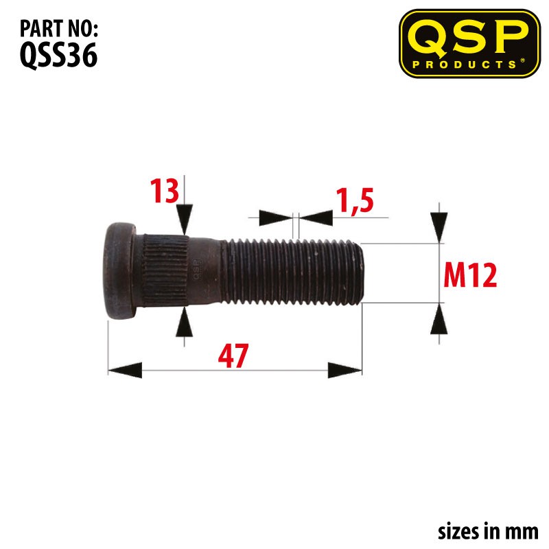 QSP Radbolzen M12x1.5 47mm