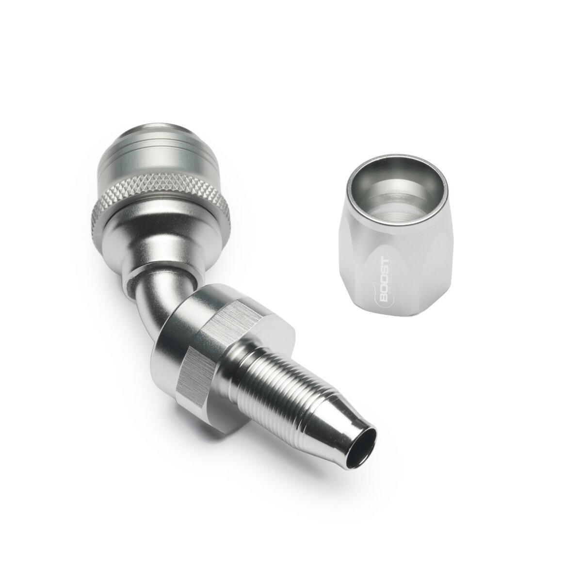 Quick Click Schlauchanschluss Fitting weiblich Dash 8 / -08 AN - 45° - silber matt