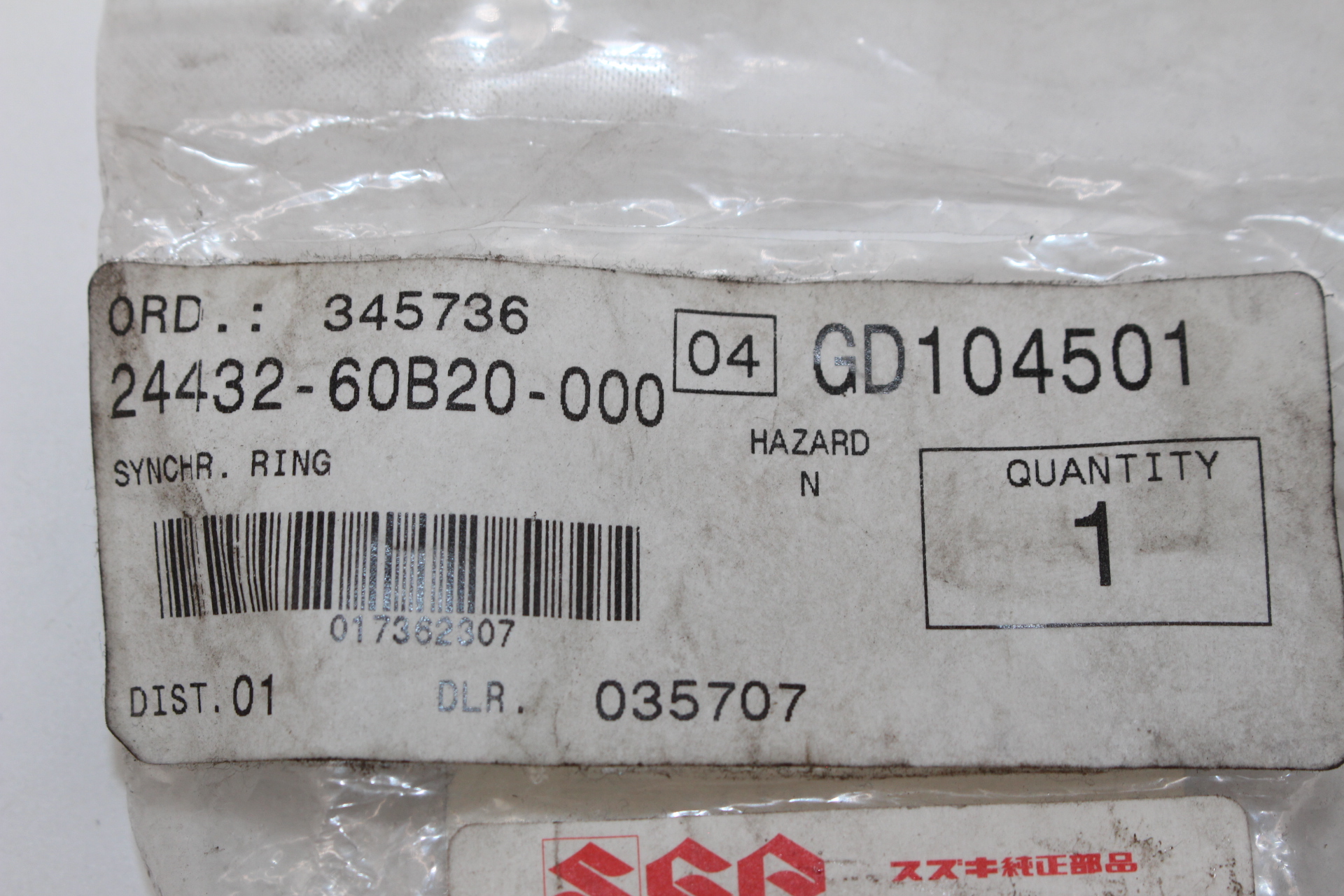 Suzuki Getriebesynchronisierung, 3./4. Gang Suzuki Baleno Ignis Jimny Swift 24432-60B20 NEU NOS NEW