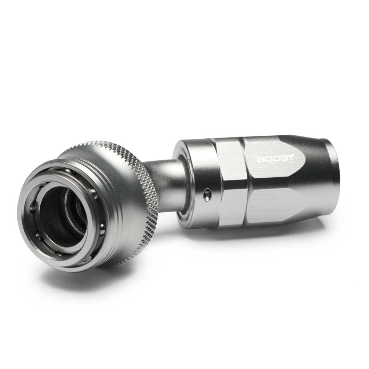 Quick Click Schlauchanschluss Fitting weiblich Dash 12 / -12 AN - 45° - silber matt