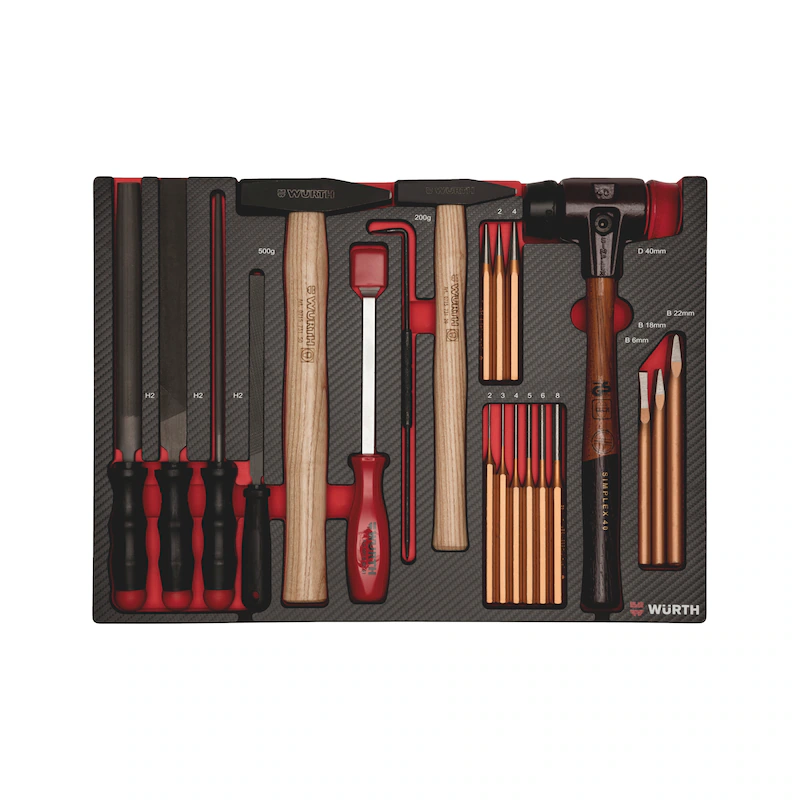 Würth ORSY System-Einlage Schlagwerkzeug und Feilen 24-tlg Carbon-Optik 0965905929