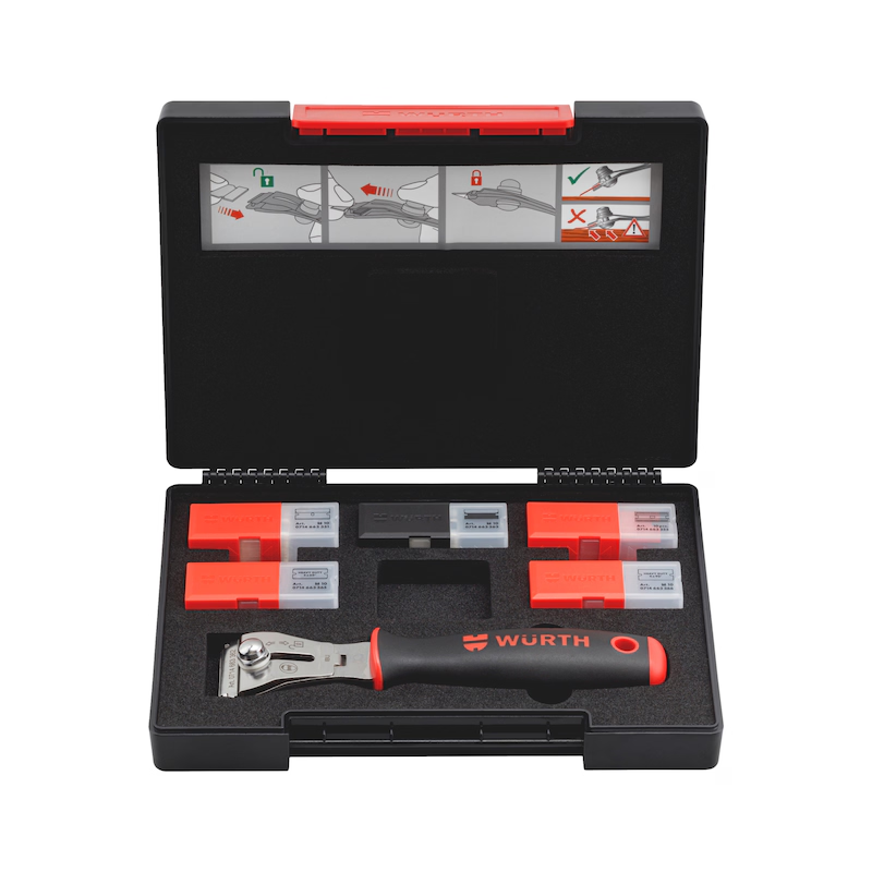 Würth Klingenschaber-Set 52-teilig Schnellklemmung Stahl Kunststoff HEAVY DUTY