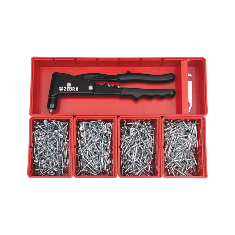 Würth Blindniet Sortiment Flachkopf Alu/Stahl 701-teilig inkl. Handnietzange ORSY 4.4.1