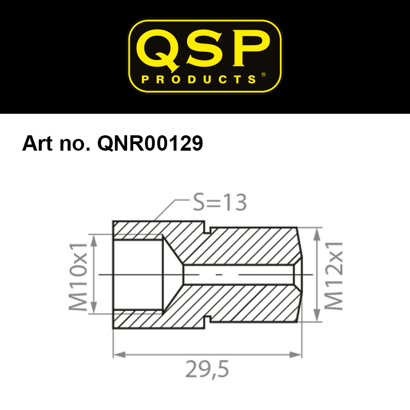 QSP Adapter für Bremse Messing M10x1.0 Female auf M12x1.0 Male