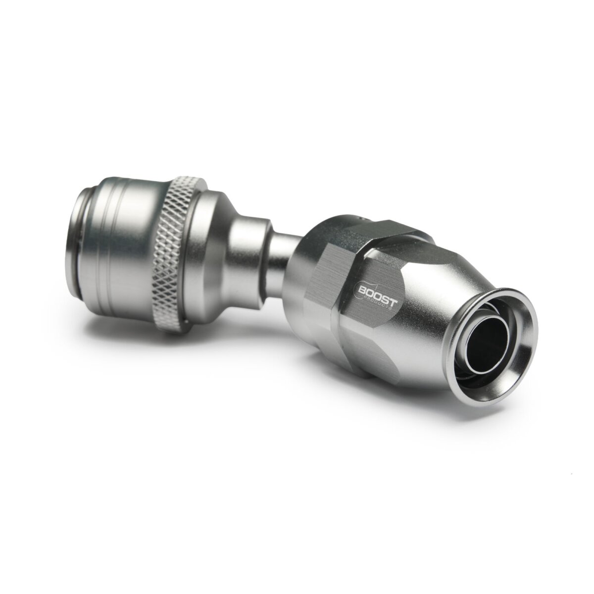 Quick Click PTFE Schlauchanschluss Fitting weiblich Dash 6 / -06 AN - 45° - silber matt